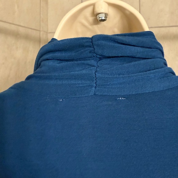 WORN ONCE Philosophy faux shawl collar blue duster sweater with pockets, size L - Picture 3 of 7